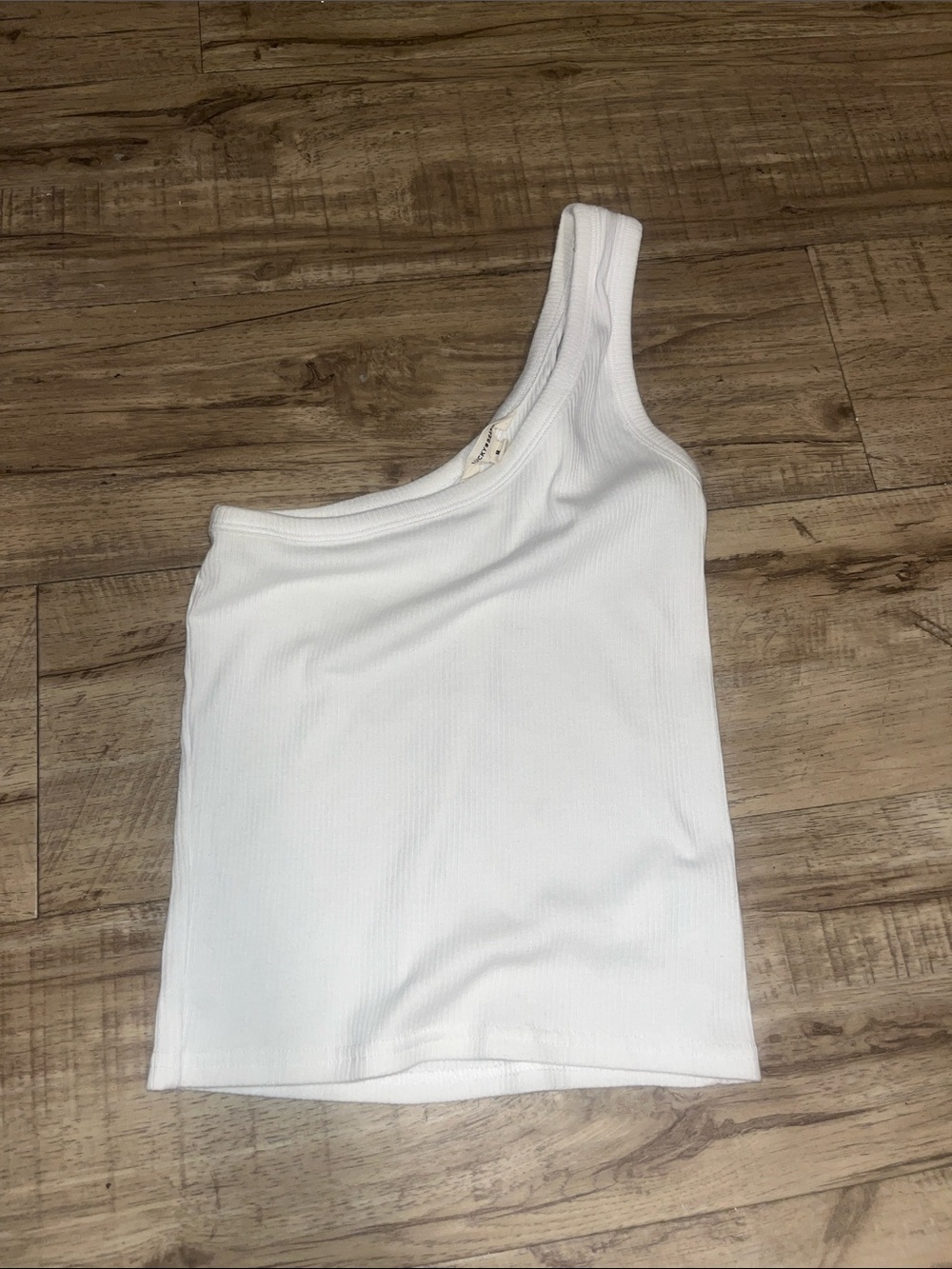 Lucky Brand Asymmetric One-Shoulder Ribbed Tank Top in White